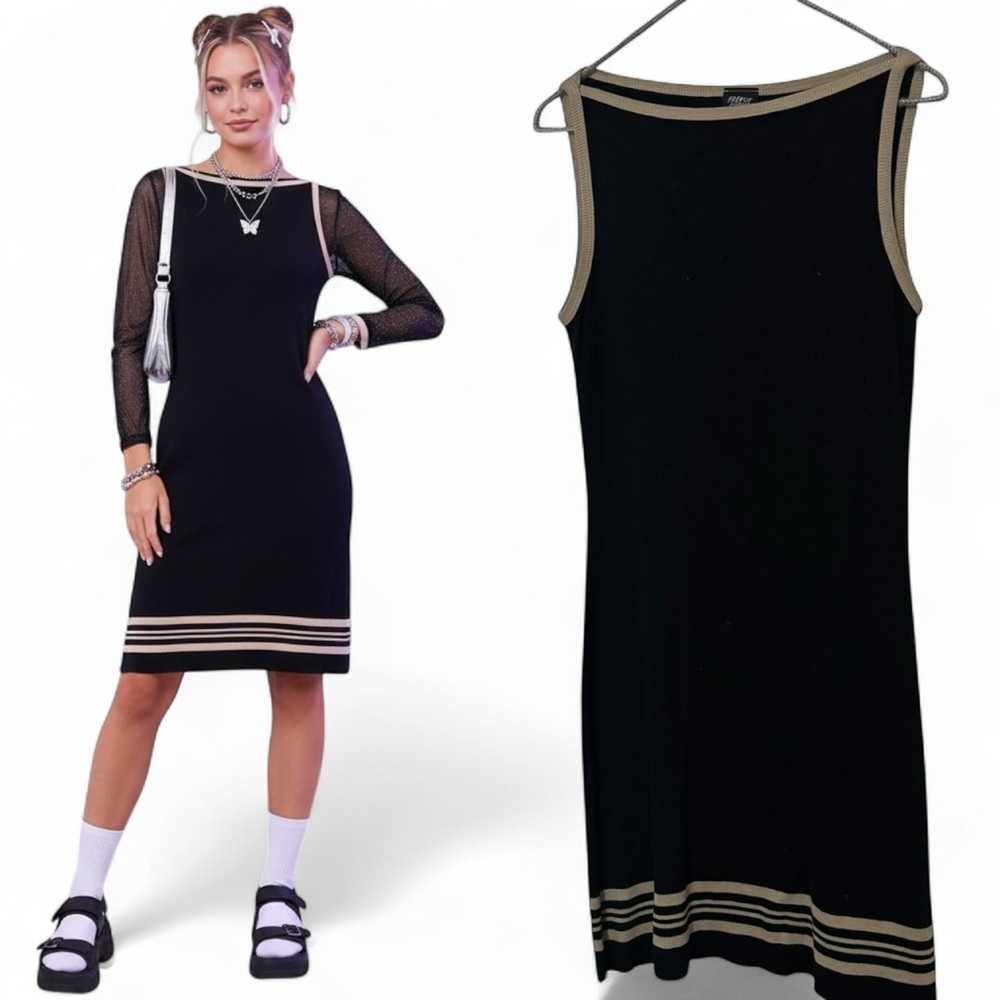 French Curve Black Racer Tank Knit Dress 90sCoquette (S) Stretch Soft Grunge y2k